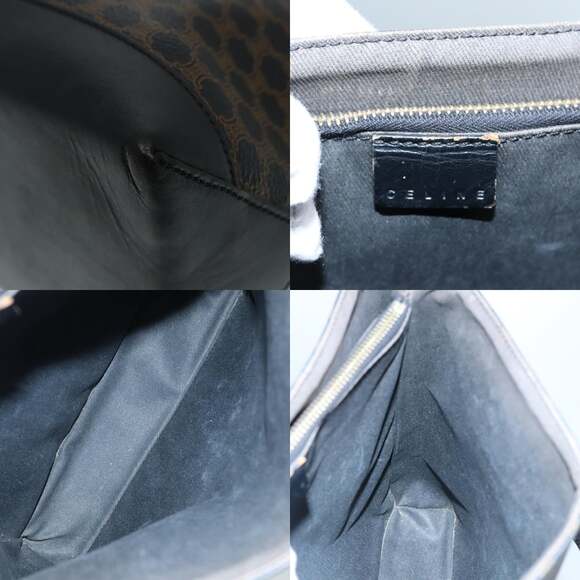 CELINE Macadam Canvas Hand Bag Pvc Black Gold - Picture 11 of 13